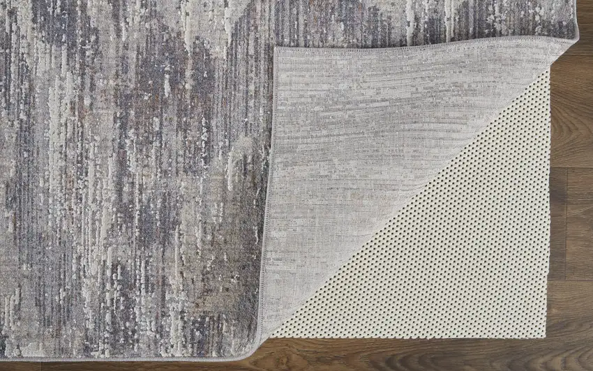 Taupe Tan And Orange Abstract Power Loom Distressed Stain Resistant Area Rug Photo 4