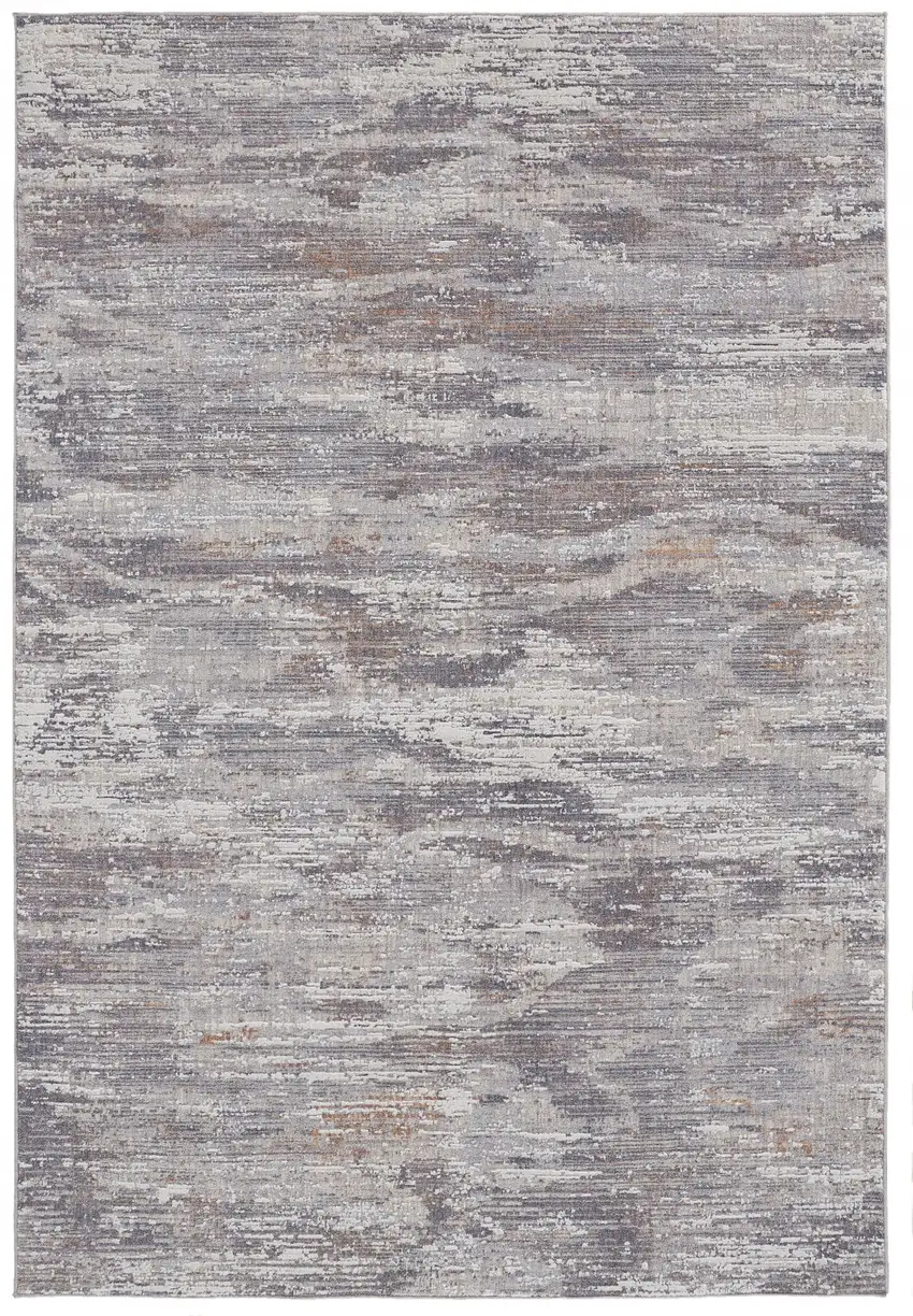Taupe Tan And Orange Abstract Power Loom Distressed Stain Resistant Area Rug Photo 1