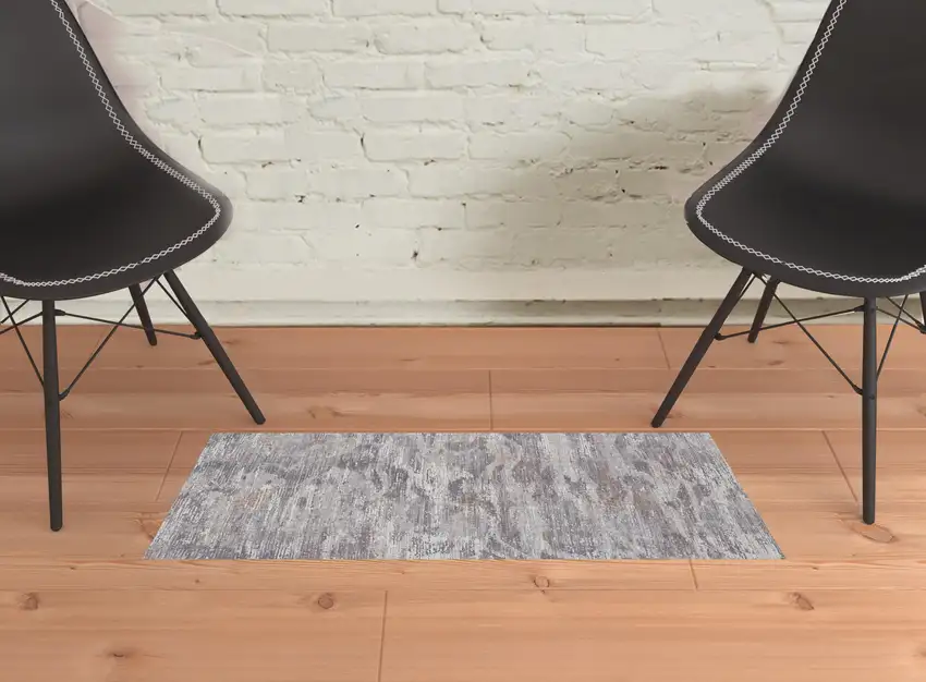 Taupe Tan And Orange Abstract Power Loom Distressed Stain Resistant Area Rug Photo 2
