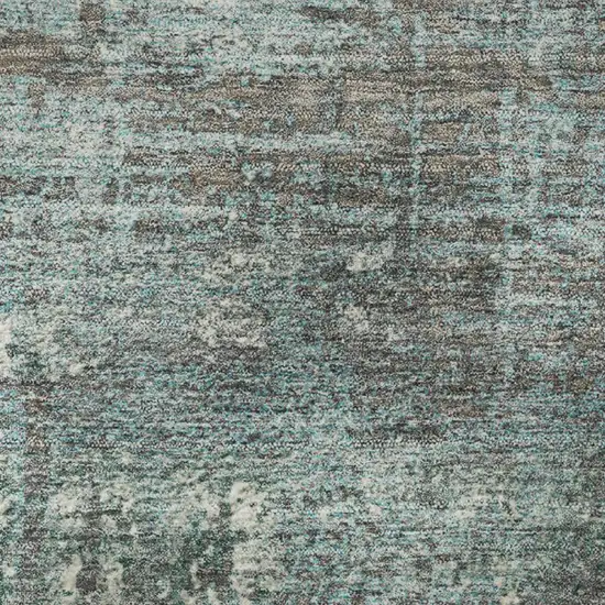 Taupe Teal And Ivory Geometric Washable Area Rug With UV Protection Photo 8