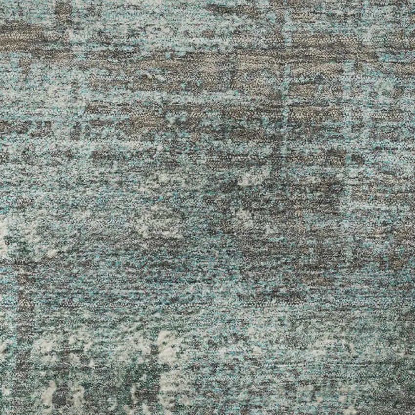 Taupe Teal And Ivory Geometric Washable Area Rug With UV Protection Photo 8