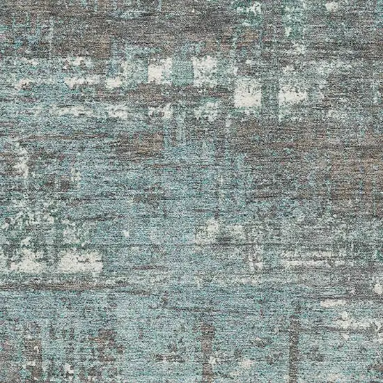 Taupe Teal And Ivory Geometric Washable Area Rug With UV Protection Photo 3