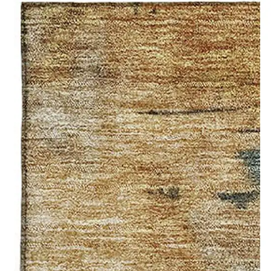 Taupe Teal And Pink Abstract Washable Area Rug With UV Protection Photo 3