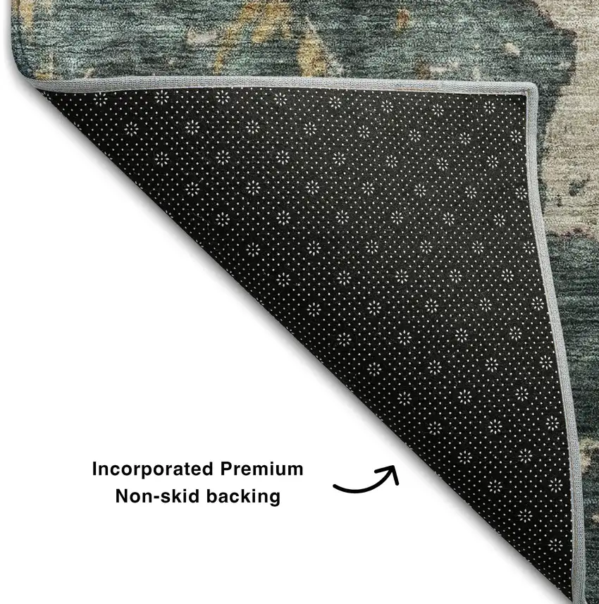 Taupe Teal And Pink Abstract Washable Area Rug With UV Protection Photo 7