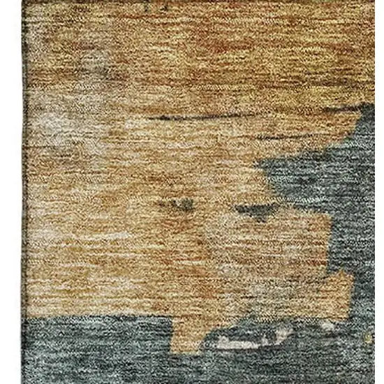 Taupe Teal And Pink Abstract Washable Area Rug With UV Protection Photo 4