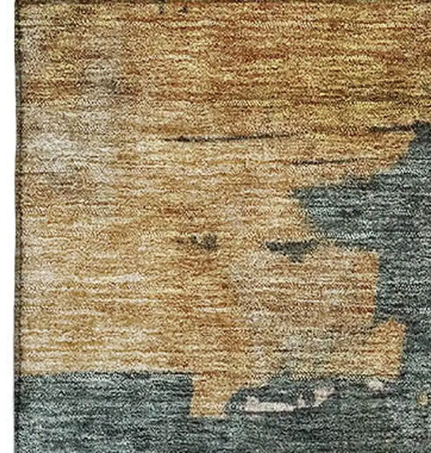 Taupe Teal And Pink Abstract Washable Area Rug With UV Protection Photo 4