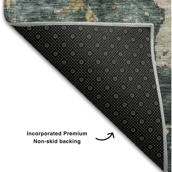 Taupe Teal And Pink Abstract Washable Area Rug With UV Protection Photo 6