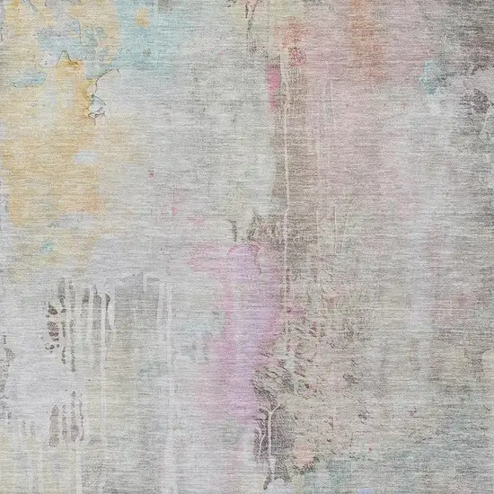 Taupe Teal And Purple Abstract Washable Area Rug With UV Protection Photo 4
