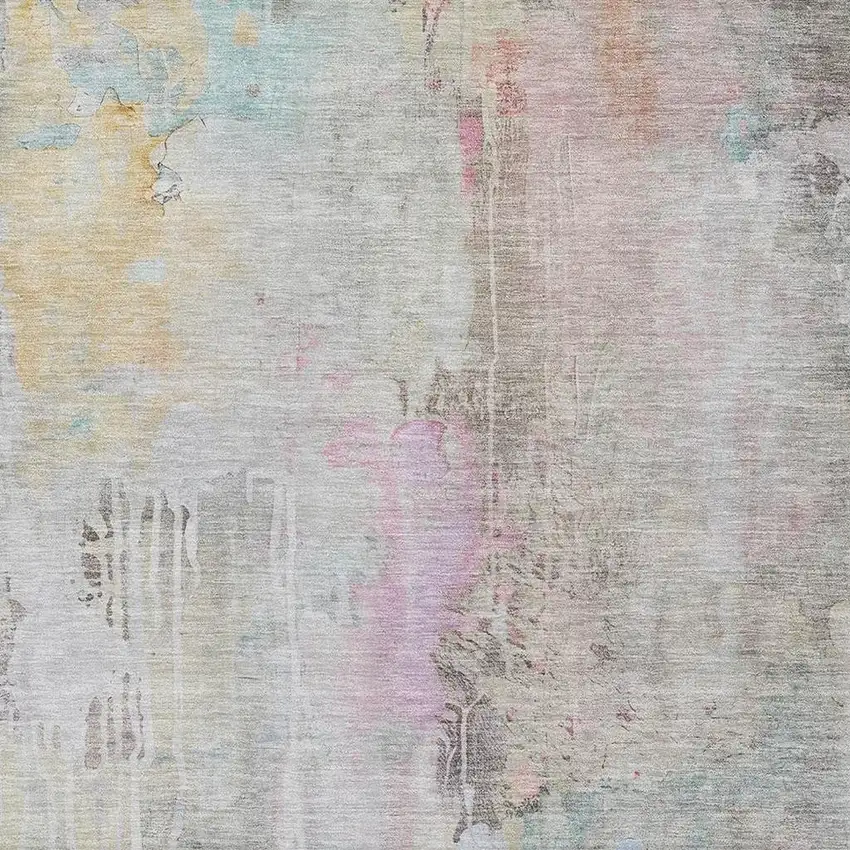 Taupe Teal And Purple Abstract Washable Area Rug With UV Protection Photo 4