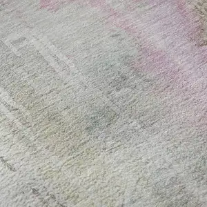 Photo of Taupe Teal And Purple Abstract Washable Area Rug With UV Protection