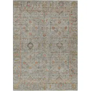 Photo of Taupe Terra Cotta And Tan Floral Washable Indoor Outdoor Area Rug