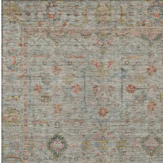 Taupe Terra Cotta And Tan Floral Washable Indoor Outdoor Area Rug Photo 6