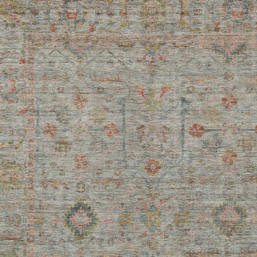 Taupe Terra Cotta And Tan Floral Washable Indoor Outdoor Area Rug Photo 6