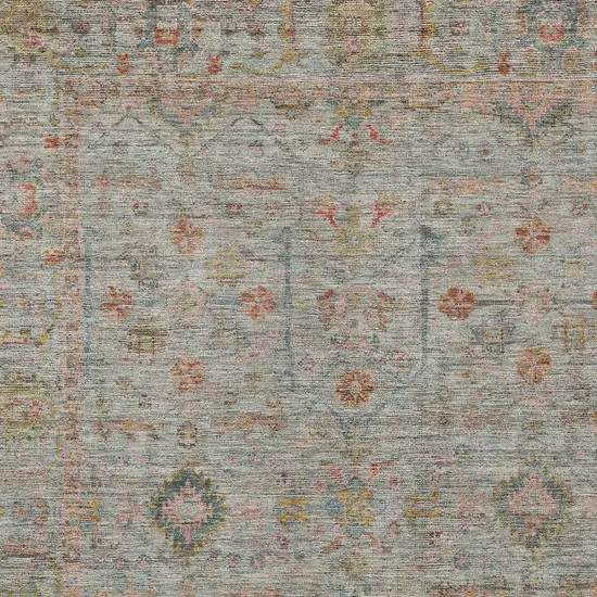 Taupe Terra Cotta And Tan Floral Washable Indoor Outdoor Area Rug Photo 6
