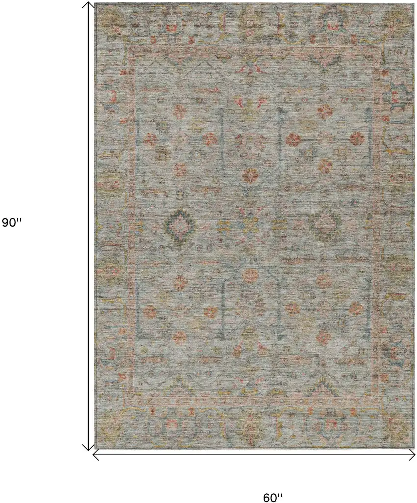 Taupe Terra Cotta And Tan Floral Washable Indoor Outdoor Area Rug Photo 8