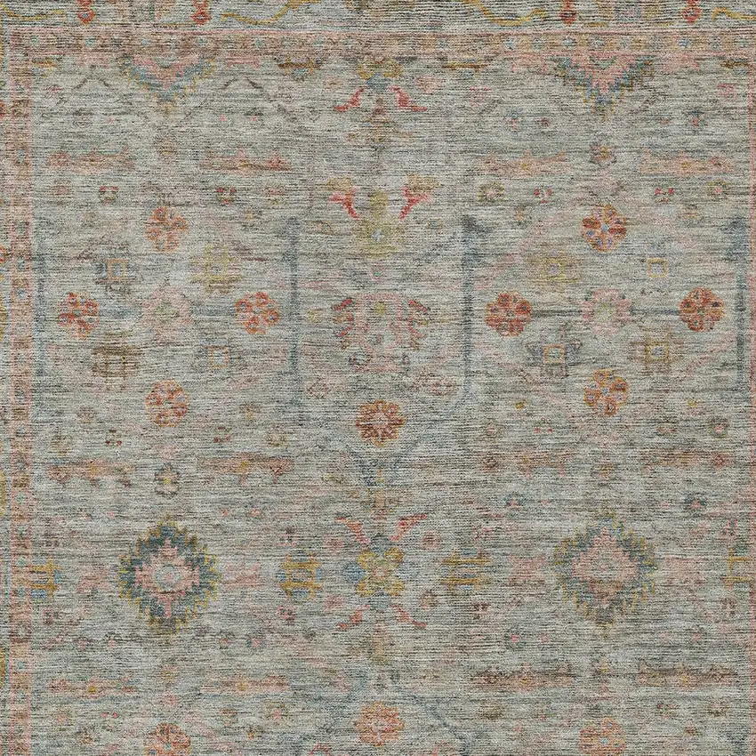 Taupe Terra Cotta And Tan Floral Washable Indoor Outdoor Area Rug Photo 6