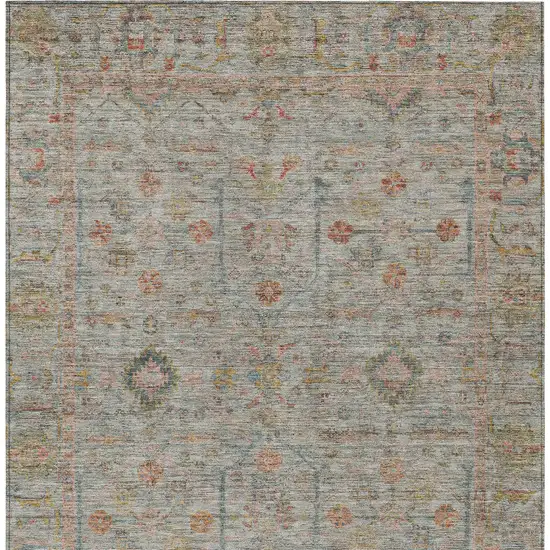 Taupe Terra Cotta And Tan Floral Washable Indoor Outdoor Area Rug Photo 7
