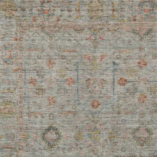 Taupe Terra Cotta And Tan Floral Washable Indoor Outdoor Area Rug Photo 6