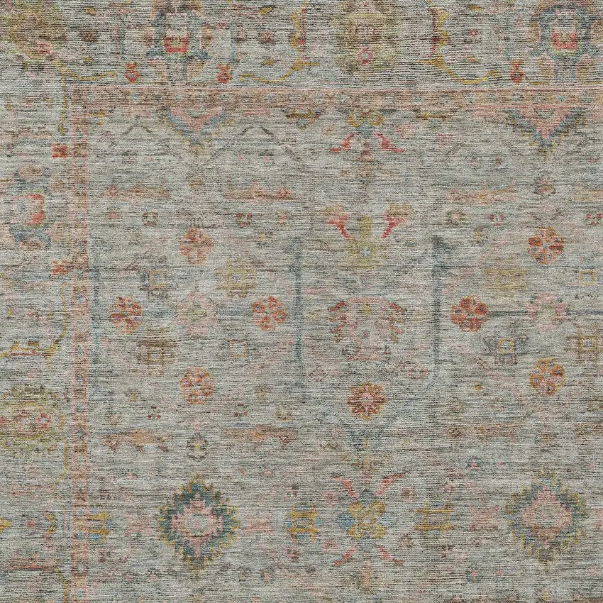 Taupe Terra Cotta And Tan Floral Washable Indoor Outdoor Area Rug Photo 6