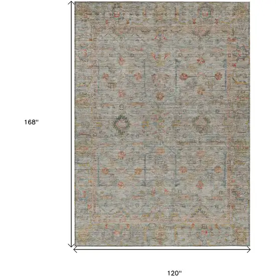 Taupe Terra Cotta And Tan Floral Washable Indoor Outdoor Area Rug Photo 8
