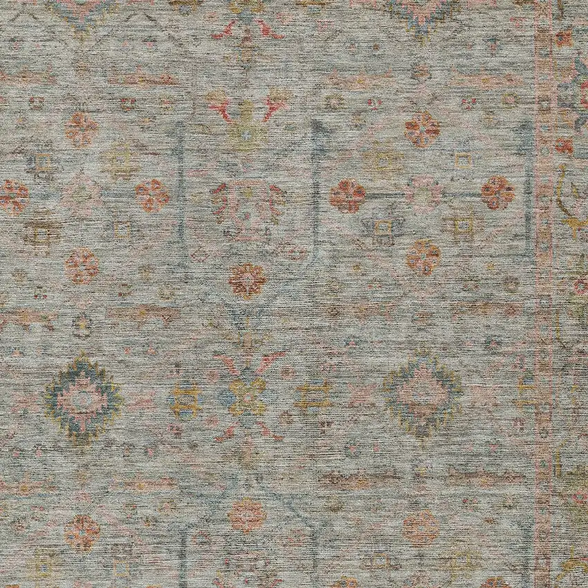 Taupe Terra Cotta And Tan Floral Washable Indoor Outdoor Area Rug Photo 6