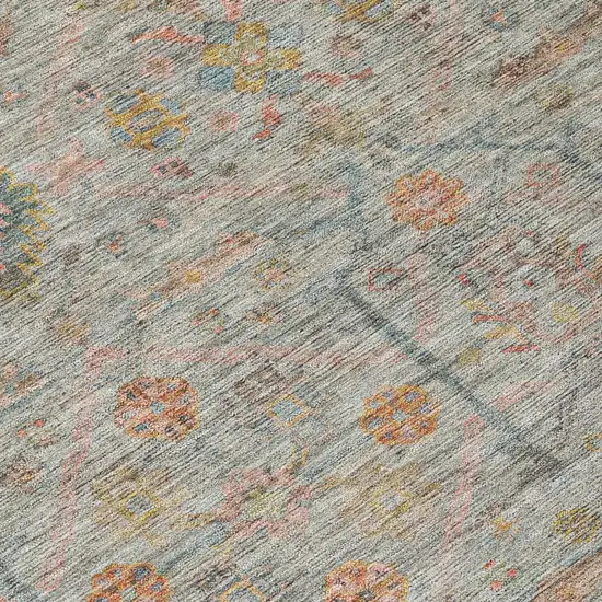 Taupe Terra Cotta And Tan Floral Washable Indoor Outdoor Area Rug Photo 5