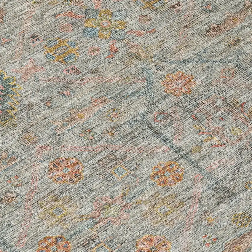 Taupe Terra Cotta And Tan Floral Washable Indoor Outdoor Area Rug Photo 5