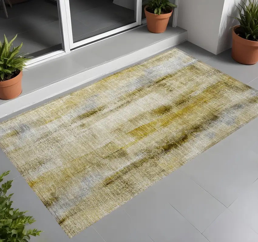 Taupe Washable Non Skid Indoor Outdoor Area Rug Photo 1
