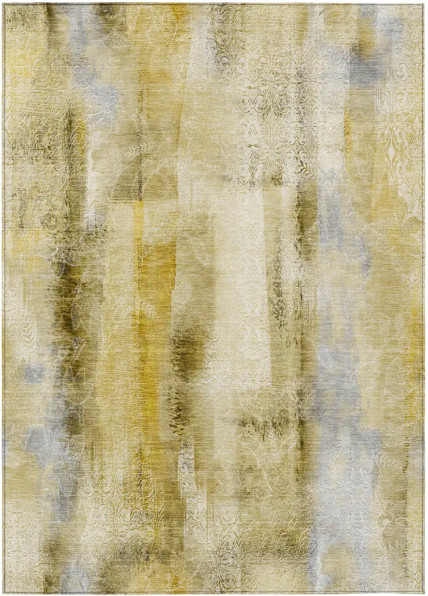 Taupe Washable Non Skid Indoor Outdoor Area Rug Photo 2
