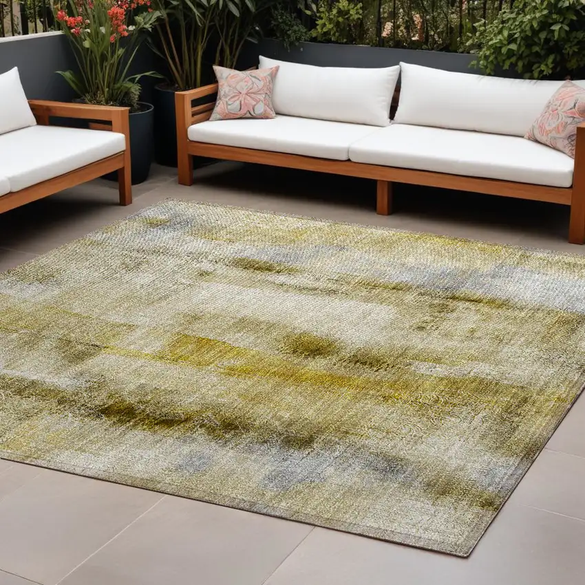 Taupe Washable Non Skid Indoor Outdoor Area Rug Photo 1