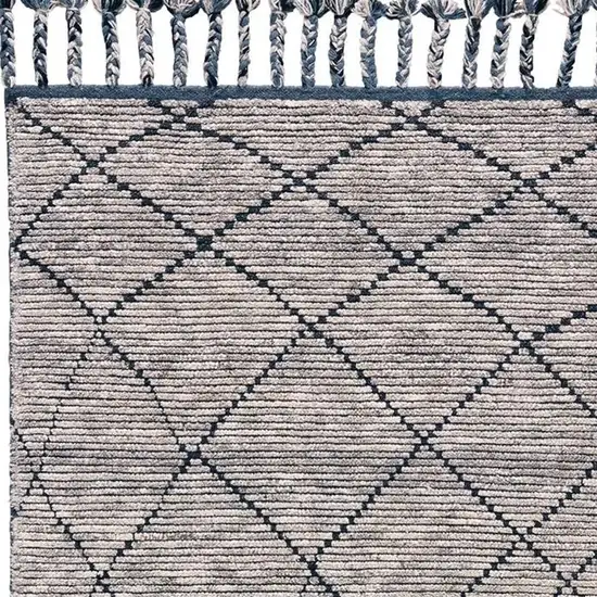 Taupe Wool Geometric Hand Knotted Area Rug Photo 5