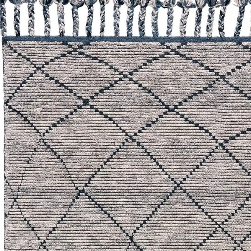 Taupe Wool Geometric Hand Knotted Area Rug Photo 5