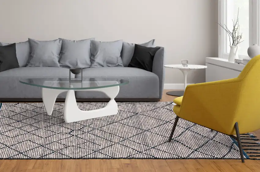 Taupe Wool Geometric Hand Knotted Area Rug Photo 8