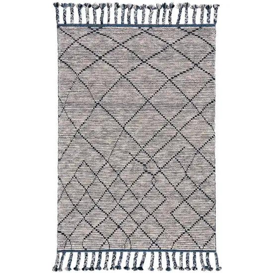 Taupe Wool Geometric Hand Knotted Area Rug Photo 2