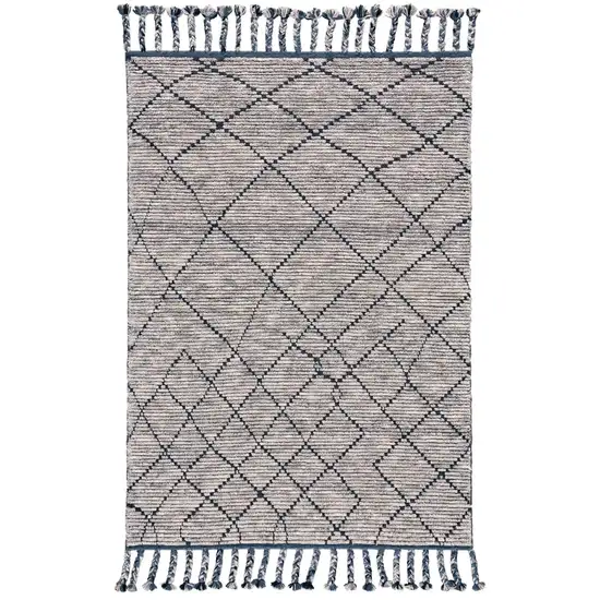 Taupe Wool Geometric Hand Knotted Area Rug Photo 2