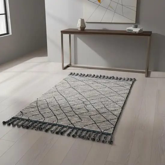 Taupe Wool Geometric Hand Knotted Area Rug Photo 3