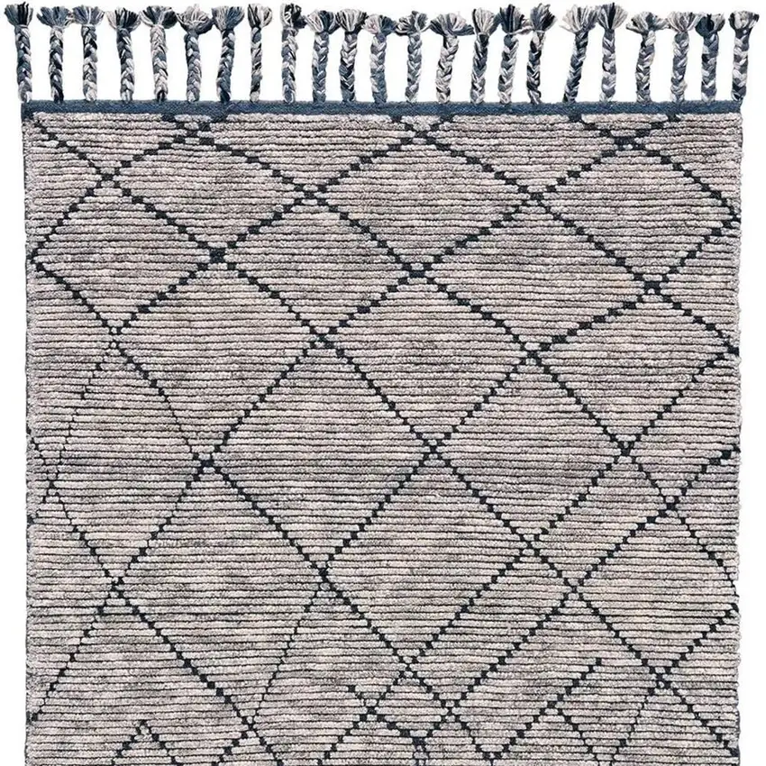 Taupe Wool Geometric Hand Knotted Area Rug Photo 4