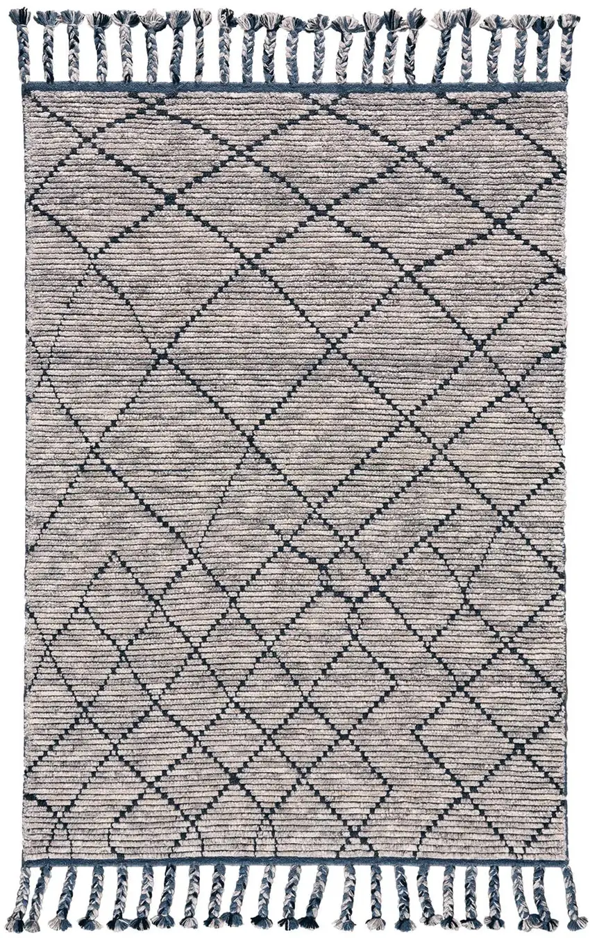 Taupe Wool Geometric Hand Knotted Area Rug Photo 2