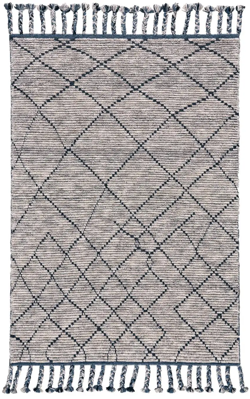 Taupe Wool Geometric Hand Knotted Area Rug Photo 2