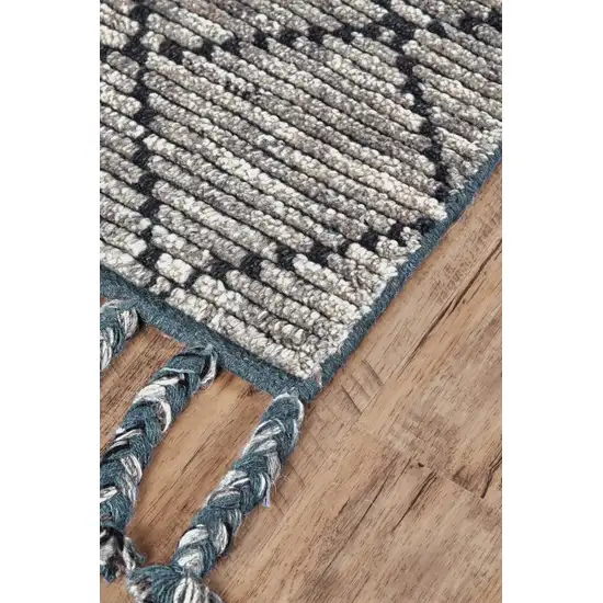 Taupe Wool Geometric Hand Knotted Area Rug Photo 7