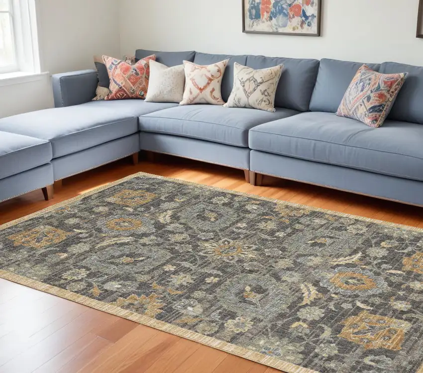 91 X 130 Taupe Wool Rug Photo 1
