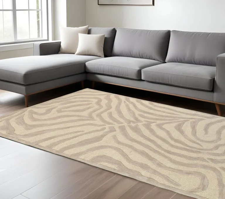 Taupe Zebra Pattern Area Rug Photo 3