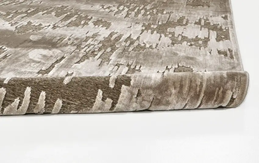 Taupe and Brown Abstract Power Loom Area Rug Photo 4