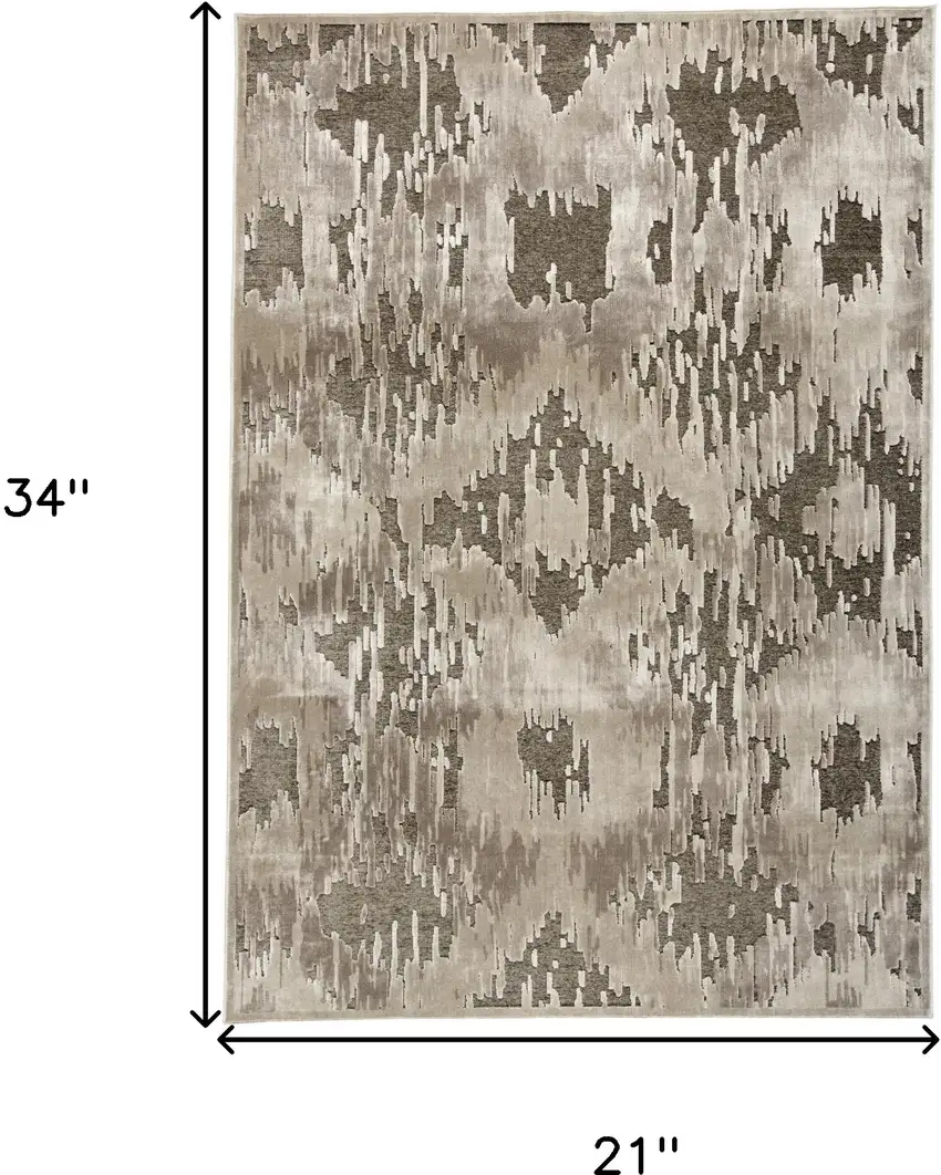 Taupe and Brown Abstract Power Loom Area Rug Photo 3