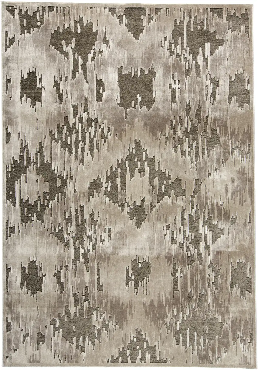 Taupe and Brown Abstract Power Loom Area Rug Photo 2