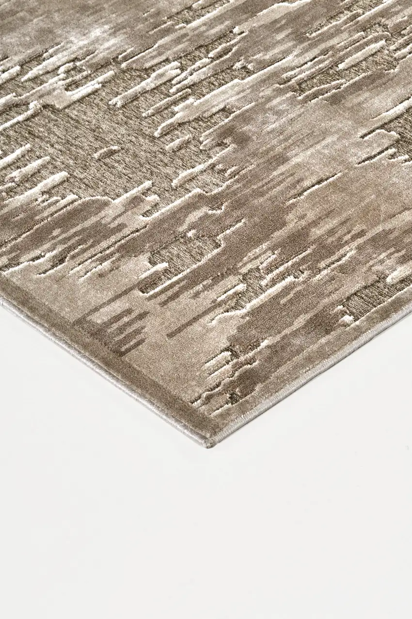 Taupe and Brown Abstract Power Loom Area Rug Photo 5