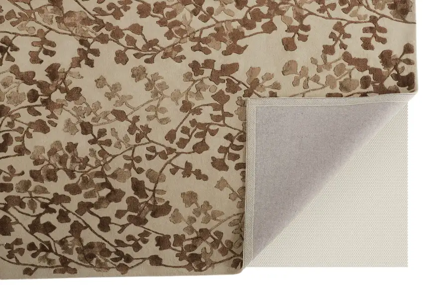 Taupe and Brown Floral Hand Tufted Area Rug Photo 4