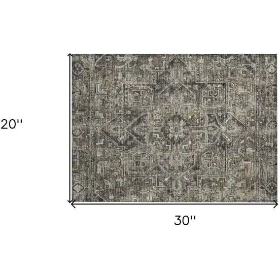 Taupe and Dark Taupe Oriental Washable Non Skid Indoor Outdoor Area Rug Photo 3