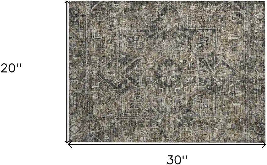 Taupe and Dark Taupe Oriental Washable Non Skid Indoor Outdoor Area Rug Photo 3