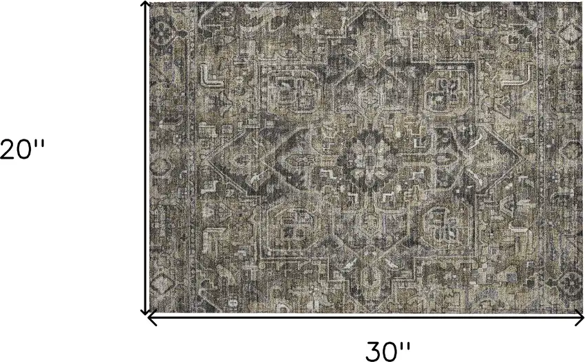 Taupe and Dark Taupe Oriental Washable Non Skid Indoor Outdoor Area Rug Photo 3